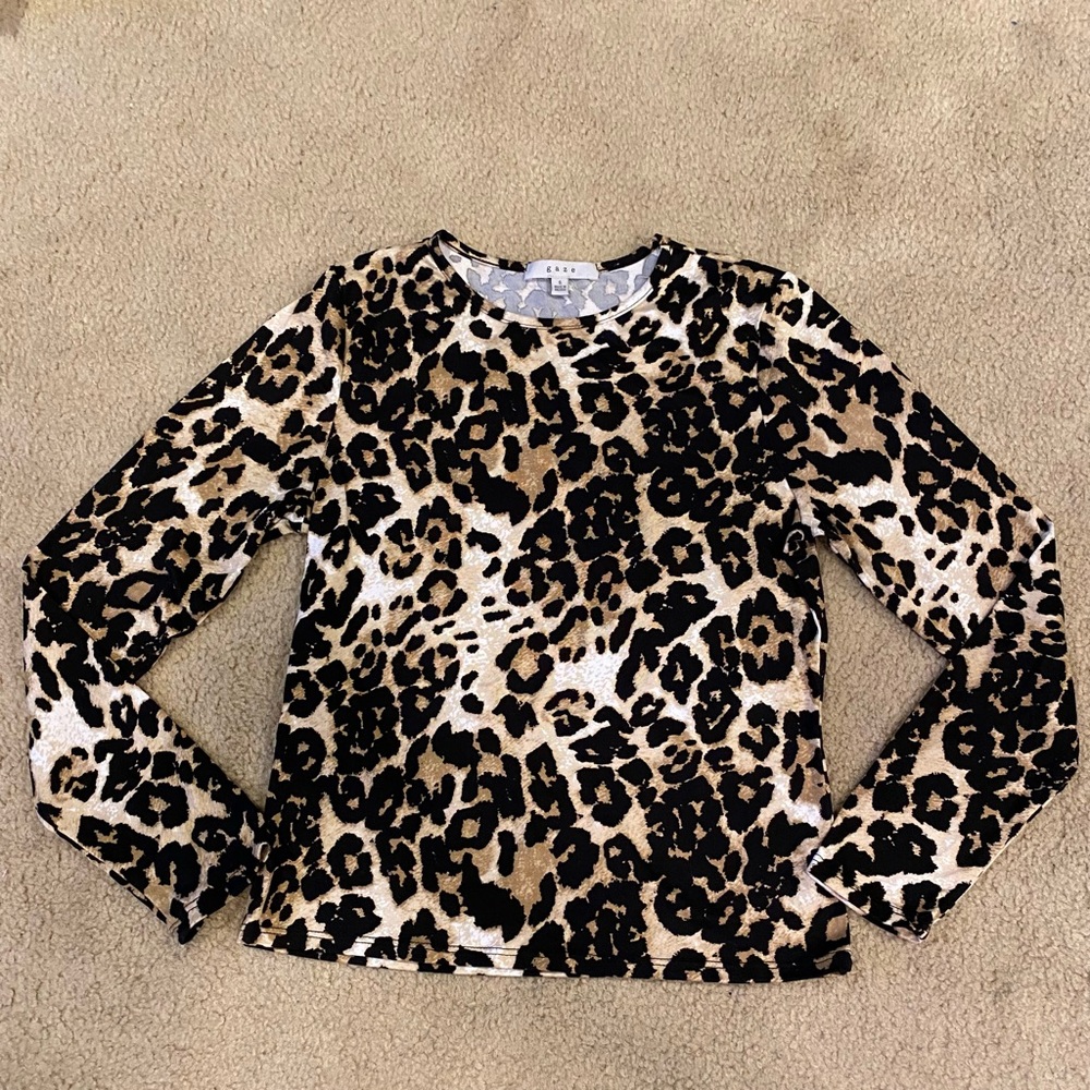 Gaze leopard print black tan ladies size small long sleeve